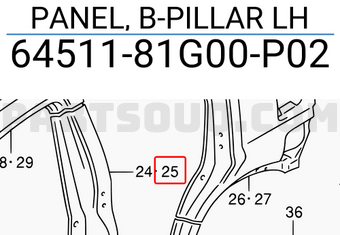 Suzuki 6451181G00P02 PANEL, B-PILLAR LH