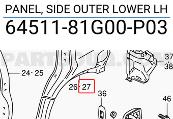 Suzuki 6451181G00P03 PANEL, SIDE OUTER LOWER LH