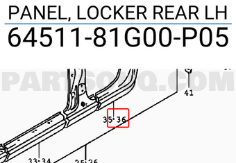 Suzuki 6451181G00P05 PANEL, LOCKER REAR LH