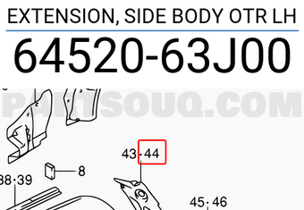 Suzuki 6452063J00 EXTENSION, SIDE BODY OTR LH