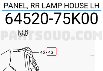 Suzuki 6452075K00 PANEL, RR LAMP HOUSE LH