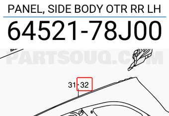 Suzuki 6452178J00 PANEL, SIDE BODY OTR RR LH