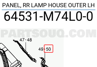 Suzuki 64531M74L00 PANEL, RR LAMP HOUSE OUTER LH