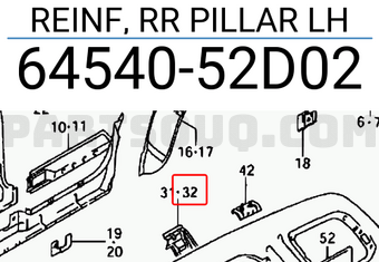 Suzuki 6454052D02 REINF, RR PILLAR LH