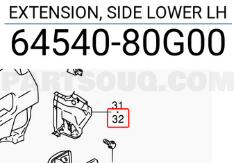 Suzuki 6454080G00 EXTENSION, SIDE LOWER LH