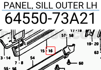 Suzuki 6455073A21 PANEL, SILL OUTER LH