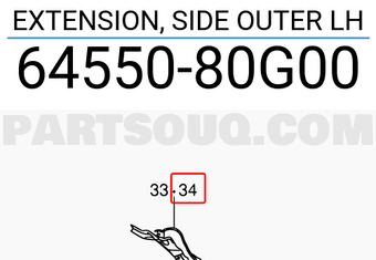 Suzuki 6455080G00 EXTENSION, SIDE OUTER LH