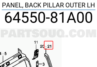 Suzuki 6455081A00 PANEL, BACK PILLAR OUTER LH