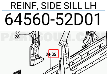 Suzuki 6456052D01 REINF, SIDE SILL LH