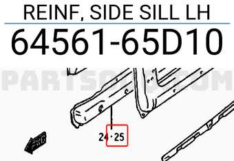 Suzuki 6456165D10 REINF, SIDE SILL LH