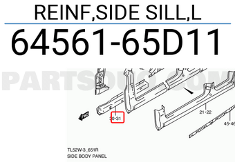 Suzuki 6456165D11 REINF,SIDE SILL,L