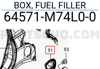 Suzuki 64571M74L00 BOX, FUEL FILLER