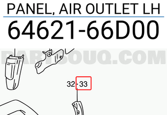 Suzuki 6462166D00 PANEL, AIR OUTLET LH