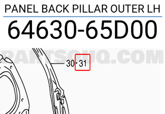 Suzuki 6463065D00 PANEL BACK PILLAR OUTER LH
