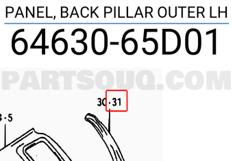 Suzuki 6463065D01 PANEL, BACK PILLAR OUTER LH