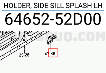 Suzuki 6465252D00 HOLDER, SIDE SILL SPLASH LH