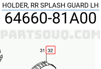 Suzuki 6466081A00 HOLDER, RR SPLASH GUARD LH