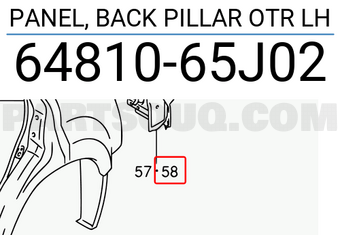Suzuki 6481065J02 PANEL, BACK PILLAR OTR LH
