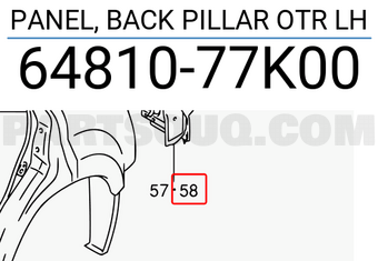 Suzuki 6481077K00 PANEL, BACK PILLAR OTR LH