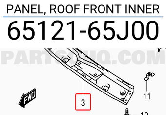 Suzuki 6512165J00 PANEL, ROOF FRONT INNER
