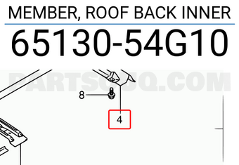 Suzuki 6513054G10 MEMBER, ROOF BACK INNER