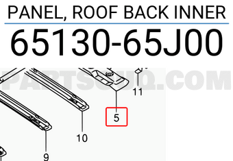 Suzuki 6513065J00 PANEL, ROOF BACK INNER