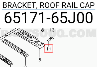 Suzuki 6517165J00 BRACKET, ROOF RAIL CAP