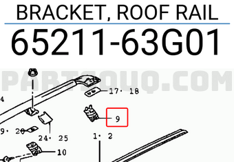 Suzuki 6521163G01 BRACKET, ROOF RAIL