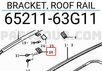 Suzuki 6521163G11 BRACKET, ROOF RAIL