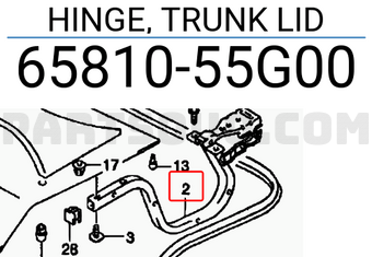 Suzuki 6581055G00 HINGE, TRUNK LID