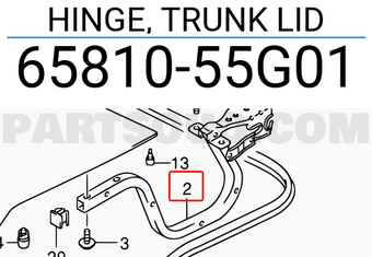Suzuki 6581055G01 HINGE, TRUNK LID