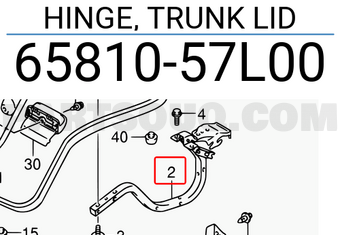 Suzuki 6581057L00 HINGE, TRUNK LID