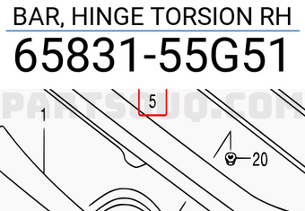 Suzuki 6583155G51 BAR, HINGE TORSION RH