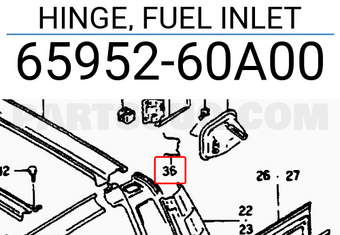 Suzuki 6595260A00 HINGE, FUEL INLET