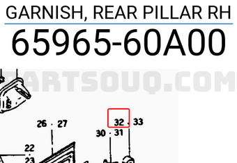 Suzuki 6596560A00 GARNISH, REAR PILLAR RH