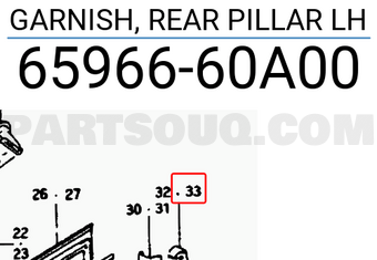 Suzuki 6596660A00 GARNISH, REAR PILLAR LH