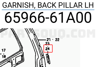 Suzuki 6596661A00 GARNISH, BACK PILLAR LH