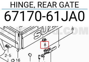 Suzuki 6717061JA0 HINGE, REAR GATE