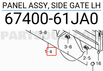 Suzuki 6740061JA0 PANEL ASSY, SIDE GATE LH