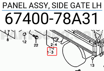 Suzuki 6740078A31 PANEL ASSY, SIDE GATE LH