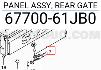 Suzuki 6770061JB0 PANEL ASSY, REAR GATE