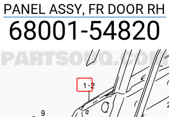 Suzuki 6800154820 PANEL ASSY, FR DOOR RH