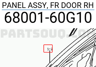 Suzuki 6800160G10 PANEL ASSY, FR DOOR RH