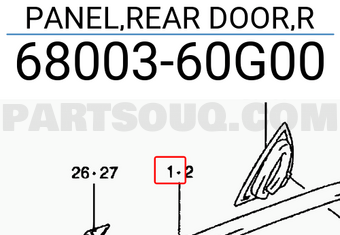 Suzuki 6800360G00 PANEL,REAR DOOR,R