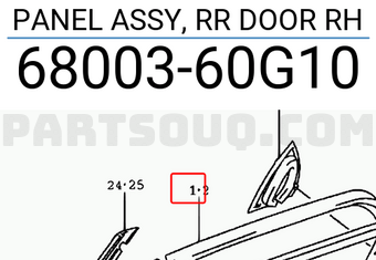 Suzuki 6800360G10 PANEL ASSY, RR DOOR RH