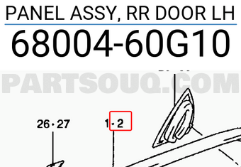 Suzuki 6800460G10 PANEL ASSY, RR DOOR LH