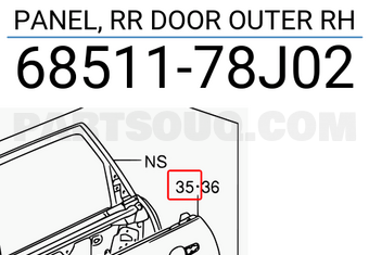 Suzuki 6851178J02 PANEL, RR DOOR OUTER RH