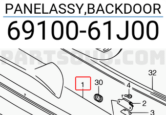 Suzuki 6910061J00 PANELASSY,BACKDOOR