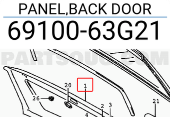 Suzuki 6910063G21 PANEL,BACK DOOR