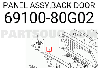 Suzuki 6910080G02 PANEL ASSY,BACK DOOR